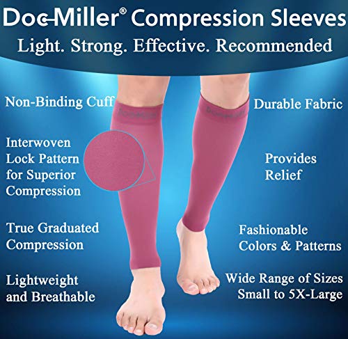 Image of Premium Calf Compression Sleeve 1 Pair 20-30mmHg Strong Calf Support Graduated Pressure for Sports Running Muscle Recovery Shin Splints Varicose Veins Doc Miller (Maroon, 2-Pack, X-Large)