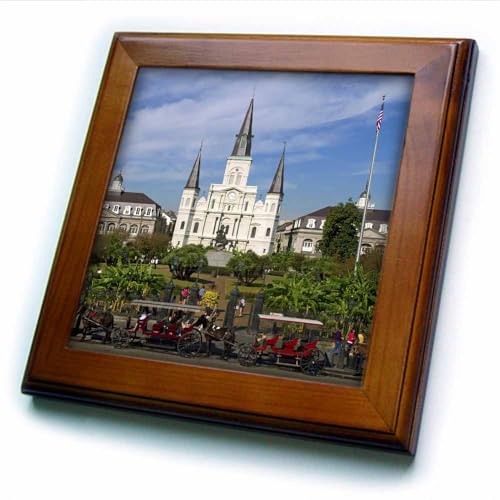 3dRose St. Louis Cathedral, New Orleans, Louisiana-US19 DFR0091-David R. Frazier-Framed Tile, 8 by 8-inch (ft_90466_1)