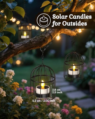 Image of SoulBay 6pcs Solar Power Tea Lights Outdoor Candle Flameless Flicker IP65 Waterproof Rechargeable LED Candles with Dusk to Dawn Sensor for Lantern Garden Camping Party Home Decorations, 2.3 inch x 2 inch