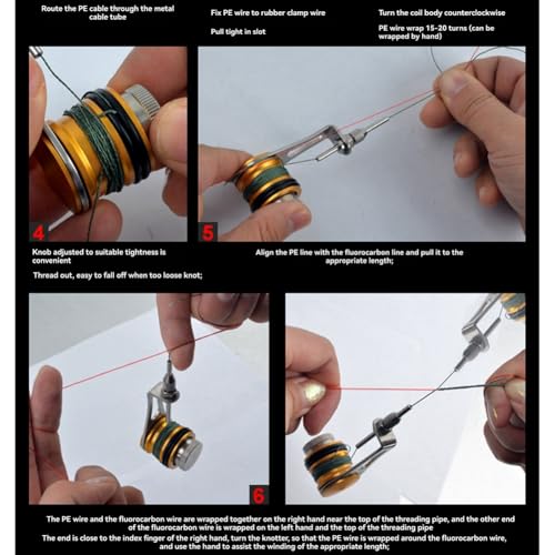 Anudador de Pesca GT con Bobbin Knotter de Acabado Plateado Resistente 4