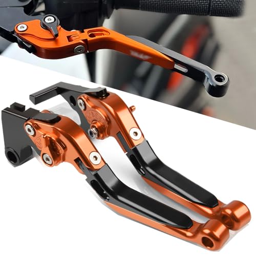 QJY-Motor Part-Store Moto CNC Leve Freno e Frizione Set per DUKE 125 390 250 200 2011-2015 2017 2018 2019 2020 -Arancione/Nero
