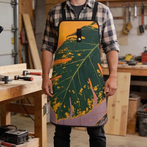 Delantal de trabajo con hojas tropicales para hombre miniatura 5