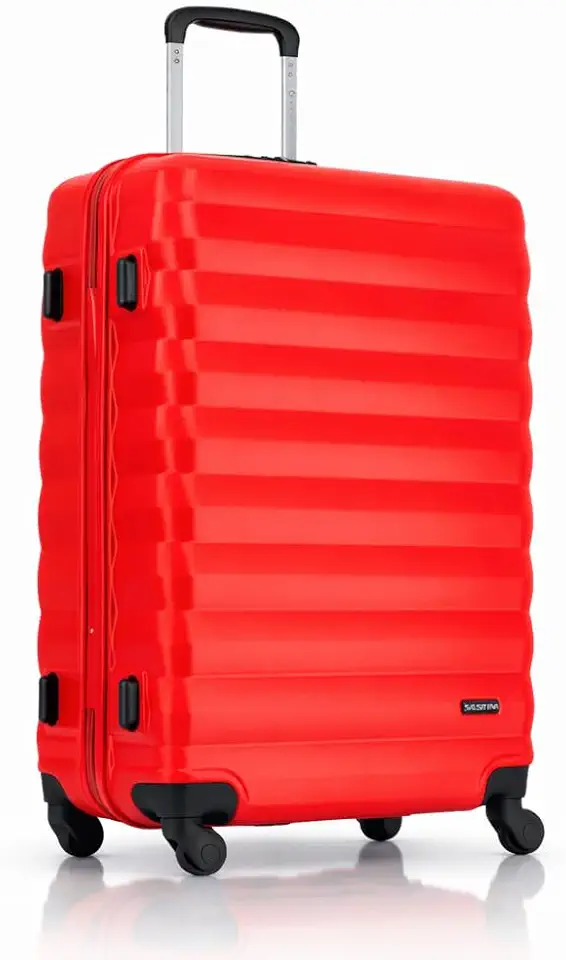 Mala 23kg Média, Cadeado Personalizável, Rodinhas 360° em ABS Capacete de Piloto de Viagem - Sestini (Neon - Vermelho, Média)