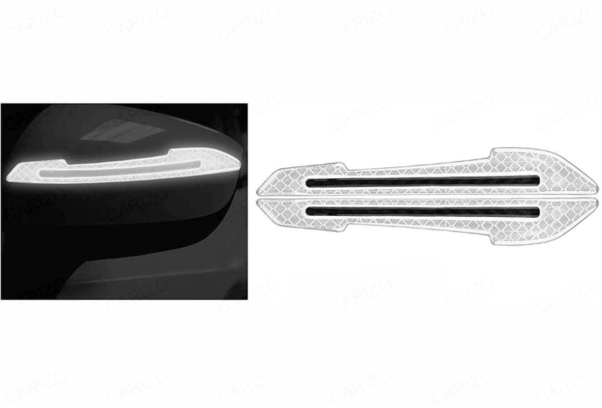CARIZO Car Mirror Cover Reflective Scratch Protector (Pack of 2, White) ORVM Reflective Film