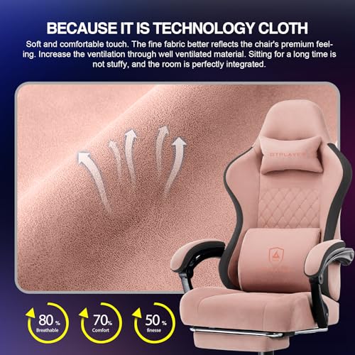 GTPLAYER Gaming Chair, Computer Office Chair with Pocket Spring Cushion, Linkage Armrests and Footrest, High Back Ergonomic Computer Chair with Lumbar Support Task Chair with Footrest