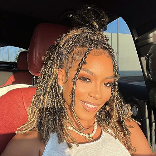 Toyotress Butterfly Locs Crochet Hair - 12 inch 2 Pcs Ombre Blonde Pre-twisted Distressed Crochet Braids, Pre-looped Synthetic Braiding Hair Extensions (12 Inch,T27-2P)