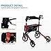 OasisSpace Ultra Folding Rollator Walker with Wide Seat 8¡¯¡¯ Antiskid Wheels Compact Design Baking Finish Walkers for Seniors ¡­ (Red)