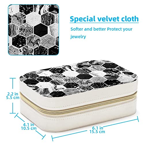 Boîte à bijoux portable en cuir texturé pour boucles et bagues - 5