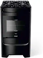 Fogão Consul 4 bocas preto com mesa de vidro e grades individuais super estáveis - CFO4VBE BIVOLT