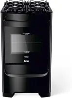 Fogão Consul 4 bocas preto com mesa de vidro e grades individuais super estáveis - CFO4VBE BIVOLT