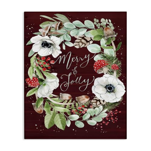 Merry Jolly Mushroom Wreath, 24 x 30 Inch Canvas Wall Art