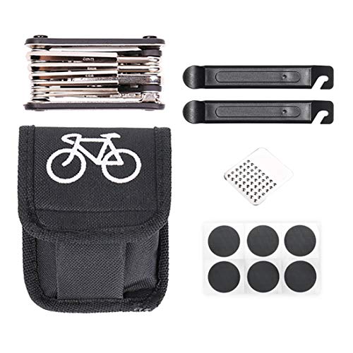 Enkrio Bike Repair Tool Kits - 16 in 1 Multi-Function Bicycle Tool Set with Chain Tool Bike Tire Tool, Bone Wrench and Portable Bag