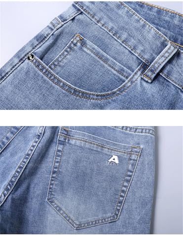 Men's Spring and Summer Thin Light Blue Slim Jeans Stretch Fabric Denim Trousers Smoke Gray Pants3