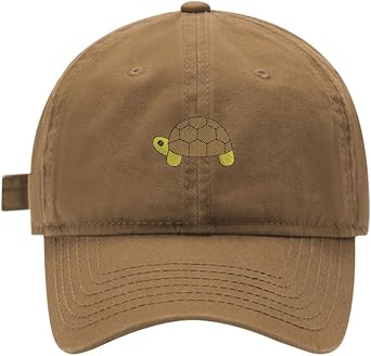 Mens Baseball Cap Cartoon Turtle Embroidered Cap Unisex Cotton Adjustable Washed Dad Hat