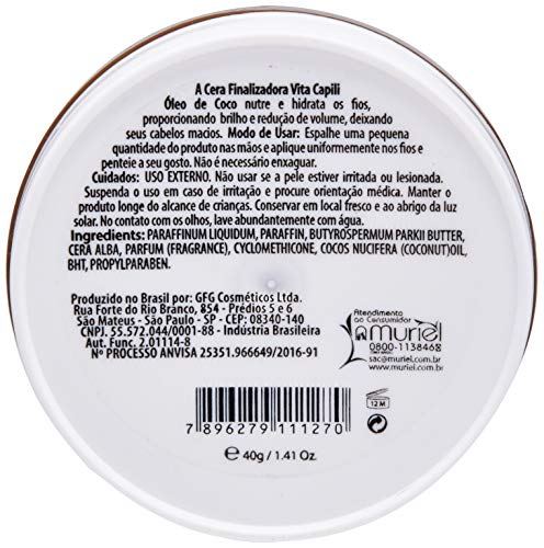 Cera Finalizadora Capilar Óleo de Coco 40G, Muriel