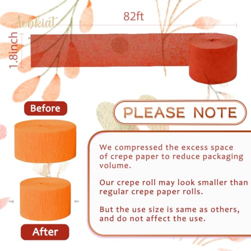 Image of AOBKIAT Fall Thanksgiving Streamers Party Decorations,5 Rolls | Orange Red Brown Yellow Crepe Paper for Autumn Harvest,Fall Wedding,Baby Shower,Rustic Party Decor,DIY Tassel,1.8 inchx82 ft /Roll