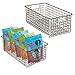 mDesign Farmhouse Decor Metal Wire Food Organizer Storage Bin Baskets with Handles for Kitchen Cabinets, Pantry, Bathroom, Laundry Room, Closets, Garage - 2 Pack - Bronze