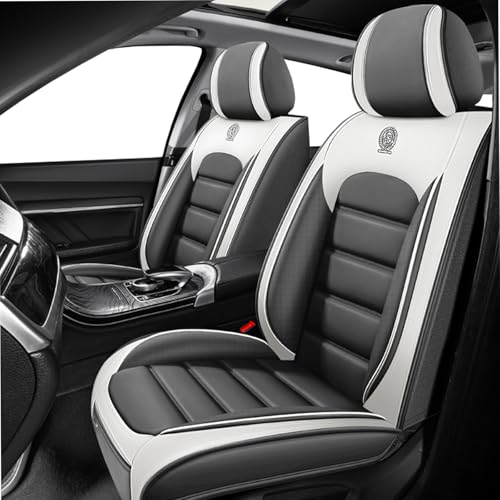 Image of Universal Car Seat Covers for Honda Crosstour 2012-2015 Anti-Slip Seat Covers,Waterproof Faux Leather Full Coverage Car Seat Protectors Interior Accessories(2Pcs Standard /Gray&White)