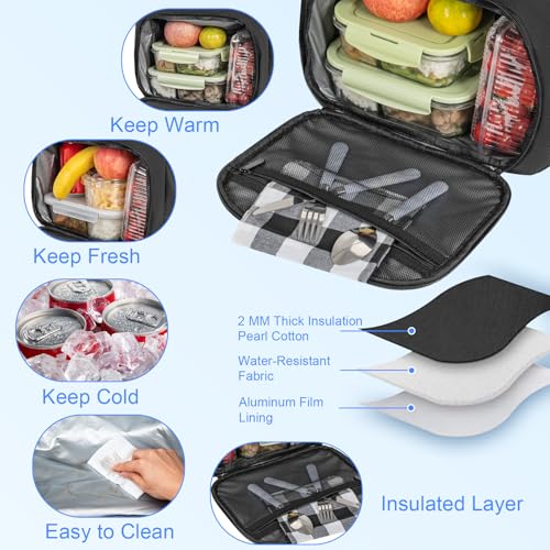 Image of ANILD Lunch Backpack, 17 Inch Laptop Backpack with Insulated Cooler Compartment for Men Women, Travel Work Computer Backpack