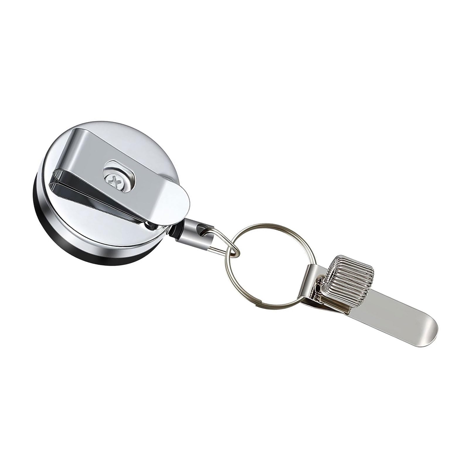 Resistant Kirsite Retractable Hook Constructed for Easy Carry Featuring 68cm Cord Pen Silver Streamlined Silver Clip Spring Mechanism for Organizing Tool and Essential