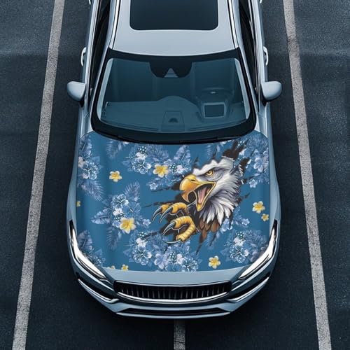 Image of Car Hood Cover Stretch Polyester Fabric Cover Eagle Car Hood Cover Protector Easy Installation Removable Automotive Accessories Suitable for Cars