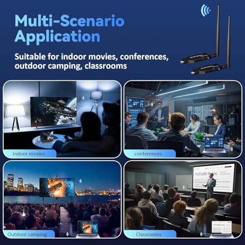 Image of Wireless HDMI Transmitter and Receiver, 50 Meter 165ft Range, Plug and Play, Support 2.4 /5.8GHz 1080P Streaming Audio Video from Laptops, PC etc (HDMI Wireless Plug and Play (50 Meter)
