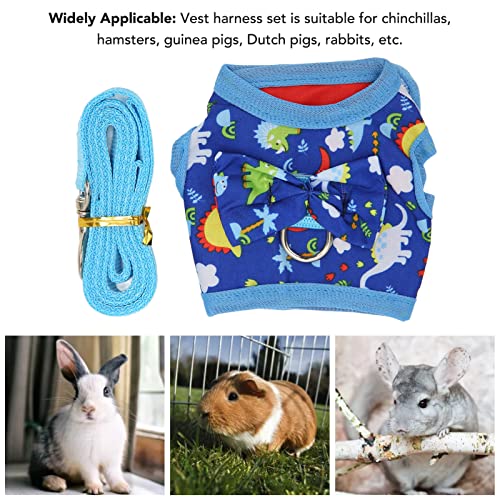 Image of Soft Rabbits Harness Bunny Harness and Leash Set Escape Proof Small Pet Vest with Cartoon Dinosaur Pattern for Bunny Kitten Guinea Pig Walking