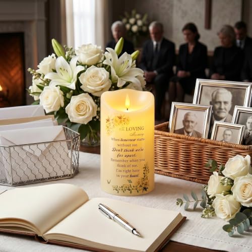 Image of Homemory Memorial Candle Bereavement Sympathy Gifts for Loss of Loved One, Real Wax LED Candle with Remote Memorial Gifts for Loss of Mother Loss of Father in Memory of Loved One Remembrance Gift