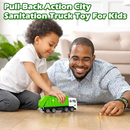 Image of VGRASSP City Sanitation 8 Wheel Truck Toy for Kids - Friction Powered Garbage Dumper Toy Vehicle with Openable Top and Back Door - Color As Per Stock
