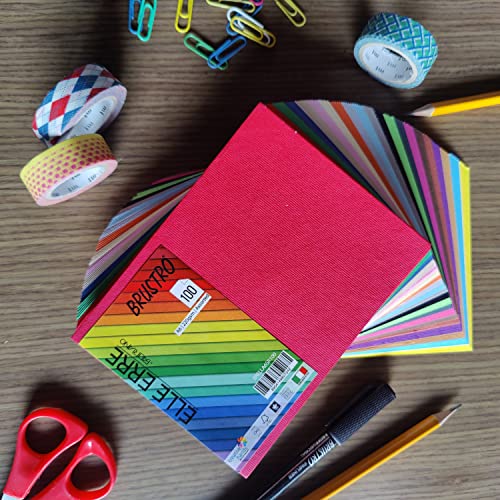 Image of BRUSTRO Elle Erre Coloured Card Stock Craft Paper A6 Size, 220 GSM Assorted Colour, Pack of 20 Shades (Both Bright & Soft Mixed) X 5 Sheets (Total 100 Sheets)