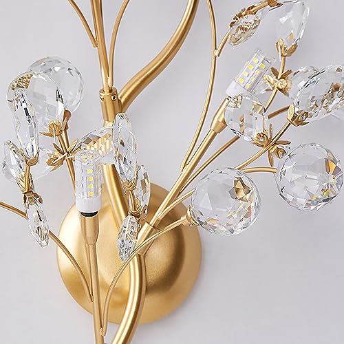 Image of Modern Crystal Wall Sconces 2 Light Flower Moulding Wall Light Fixtures Vintage French Wall Lamp Fixtures for Bedroom Living Room Corridor Restaurant Gold B8800 (2 Light)