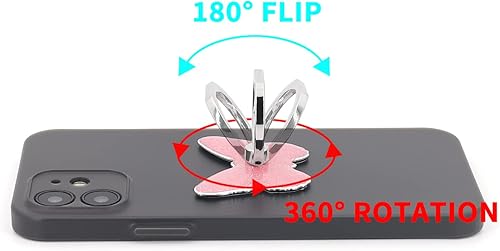 Miniatura 3 de LaMignonne Soporte de anillo para teléfono celular, soporte de agarre de anillo de dedo de mariposa, rotación de 360, giro de 180, soporte universal