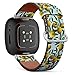 CJBROES Replacement Leather Watch Band, Compatible with Fitbit Versa 3 and Fitbit Sense of Wristband Bracelet Accessory - Lemons Raster