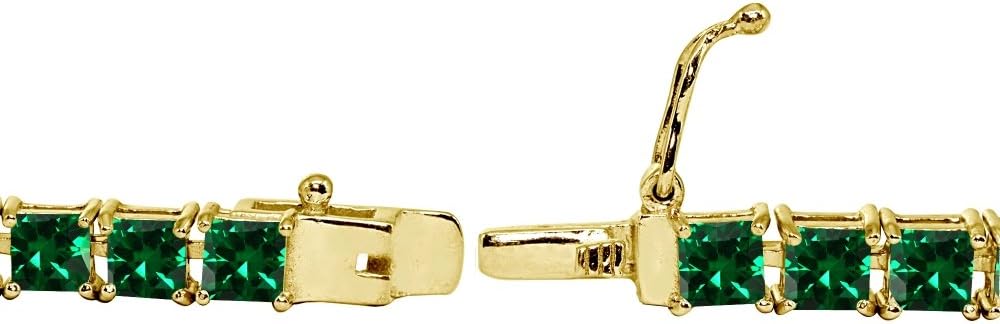 B. BRILLIANT Sterling Silver Genuine, Created or Simulated Gemstone 4mm Princess-Cut Square Tennis Bracelet for Women - Image 6