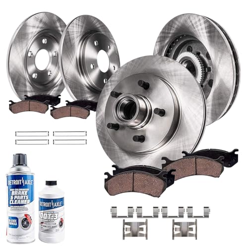 Image of Detroit Axle - Brake Kit for 2WD 2000-03 Ford F-150, 2002 Lincoln Blackwood Replacement 2000 2001 2002 2003 Disc Brakes Rotors Ceramic Brake Pads, Front and Rear [4-Wheel Disc Brakes]