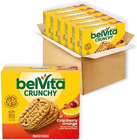 belVita Cranberry Orange Breakfast Biscuits, 30 Total Packs, 6 Boxes (4 Biscuits Per Pack)