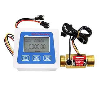 Water Flow Totalizer and Flow Rate Meter with Digital LCD Display +G1/2