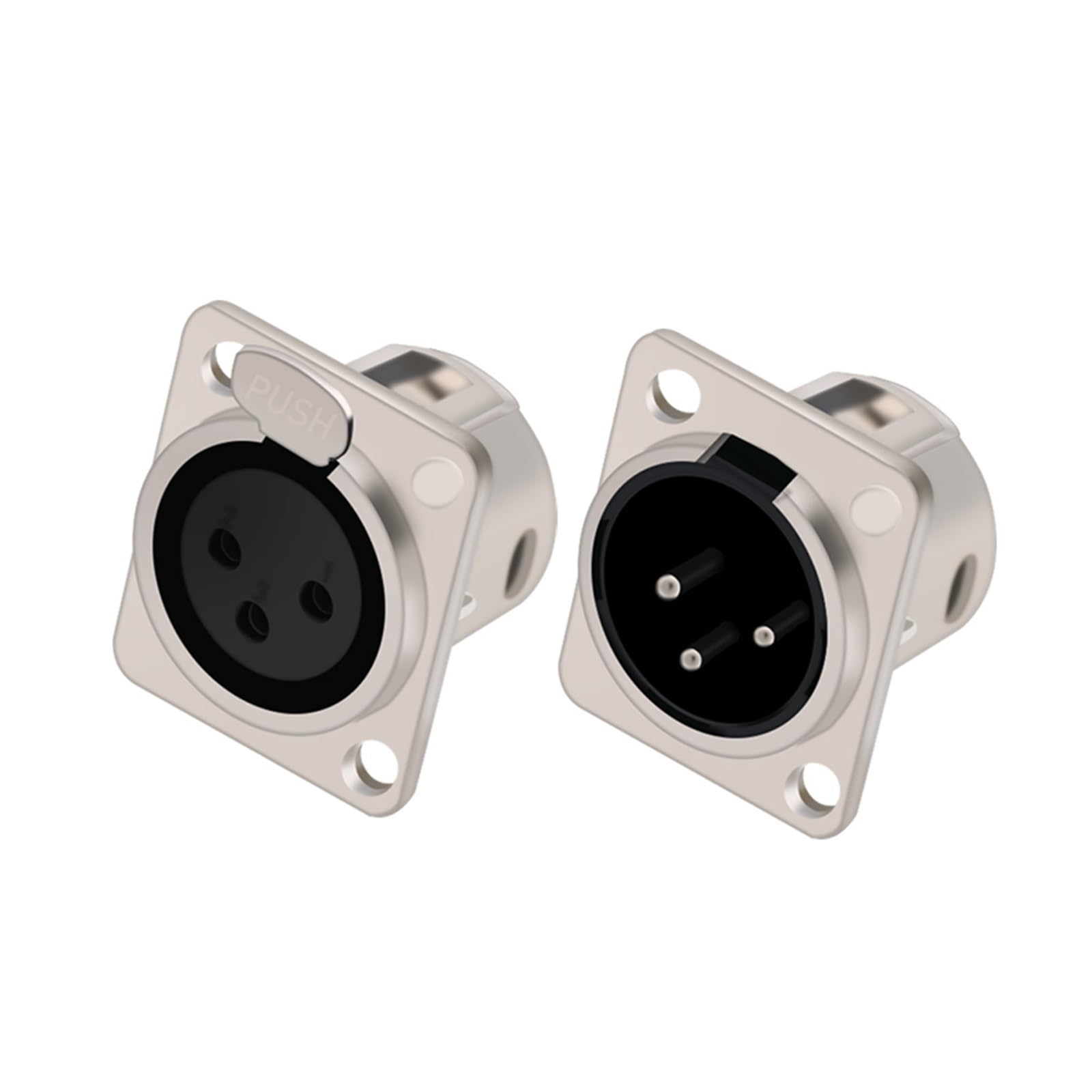 10 Stück/Los XLR-Stecker männlich/weiblich, 3-poliges Metallgehäuse, 3-poliger XLR-Anschluss, Montage auf Armaturenbrett, Mikrofonanschluss (C1023x5 C1024x5)