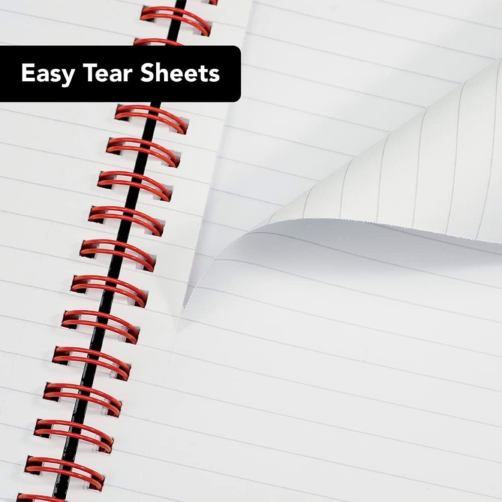 Oxford Black n' Red Ruled Matt Black Wirebound Hardback A4 Notebook, 140 Perforated Pages