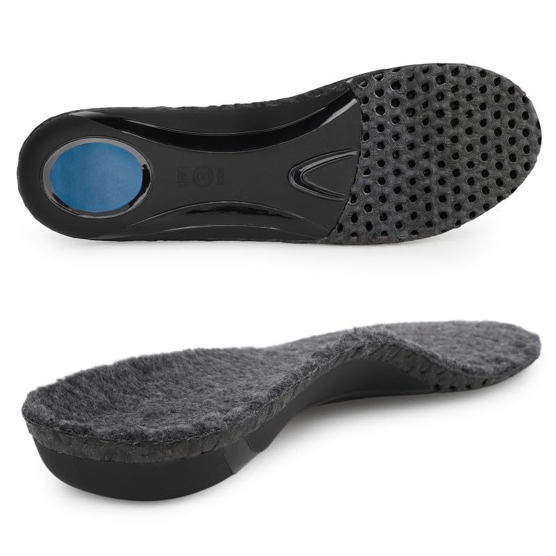 riemot Plantillas de piel de oveja de lana de cordero con soporte de arco para zapatos para hombres y mujeres, plantillas ortopédicas para fascitis plantar, adecuadas para botas de senderismo, suelas