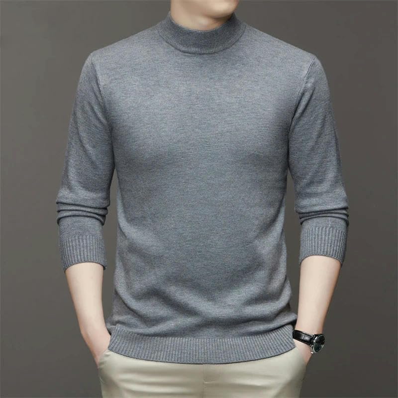 Men's High Neck Long Sleeved Solid Color Sweater Soft Warm and Comfortable Men's Sweater3