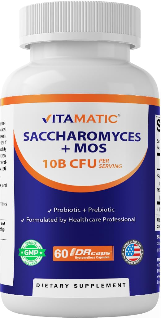 Vitamatic Saccharomyces Boulardii 10 Billion CFU + MOS 300 mg, 60 Capsules