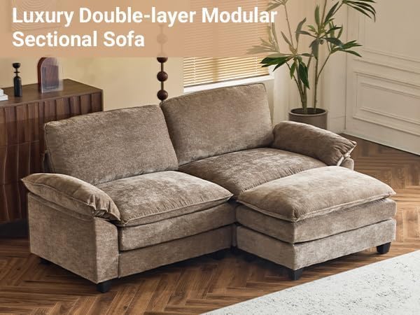 Flere views of the VINGLI sectional sofa, showing front, side, and back