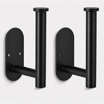 2Pcs Black Toilet Paper Holder Wall Mount For Bathroom, Heavy-Duty Screw-In Rv Toilet Roll Holder, SUS304 Rustproof Stainless Steel Rust Proof, Suitable For Kitchen Washroom Thicken Morden Matte Black
