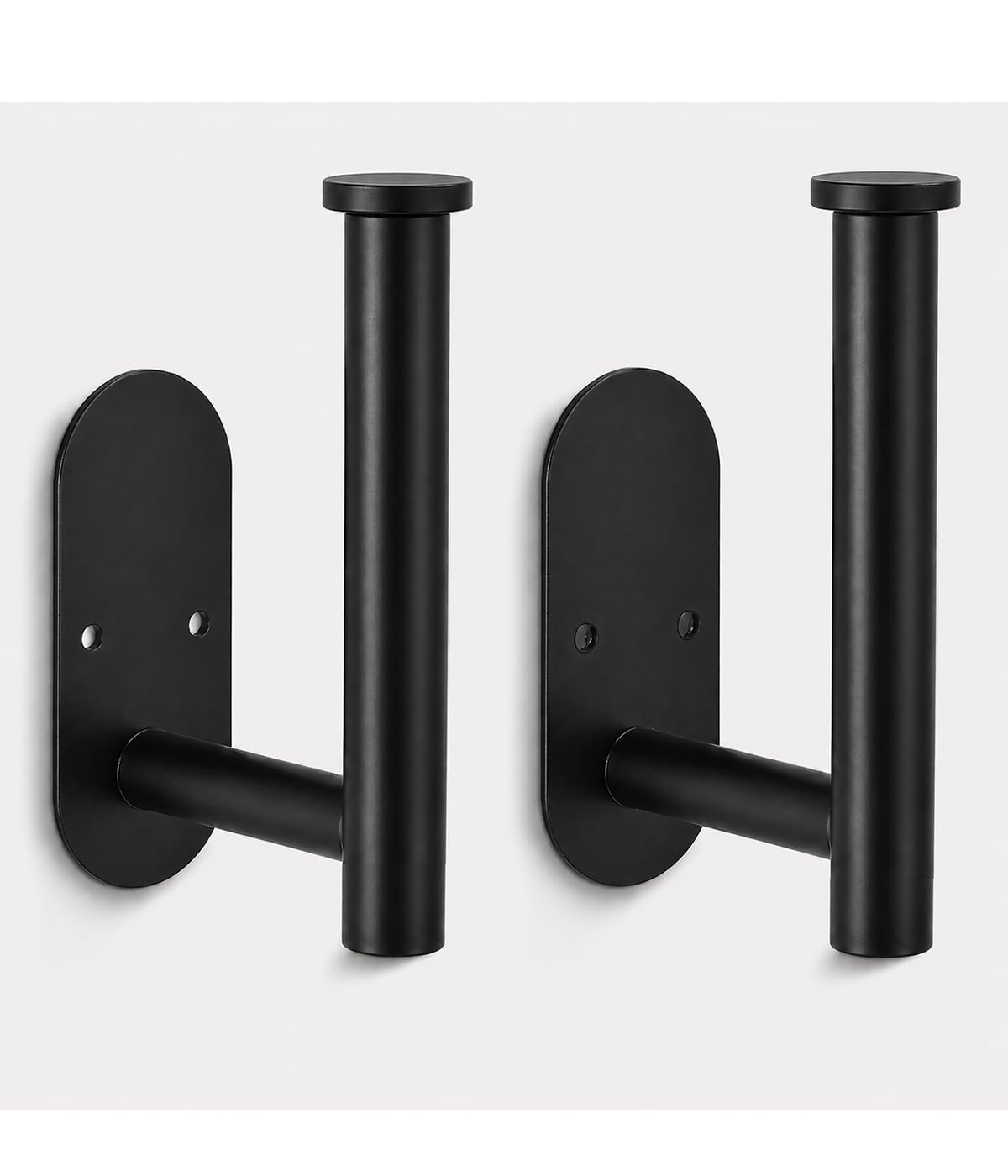 2Pcs Black Toilet Paper Holder Wall Mount For Bathroom, Heavy-Duty Screw-In Rv Toilet Roll Holder, SUS304 Rustproof Stainless Steel Rust Proof, Suitable For Kitchen Washroom Thicken Morden Matte Black