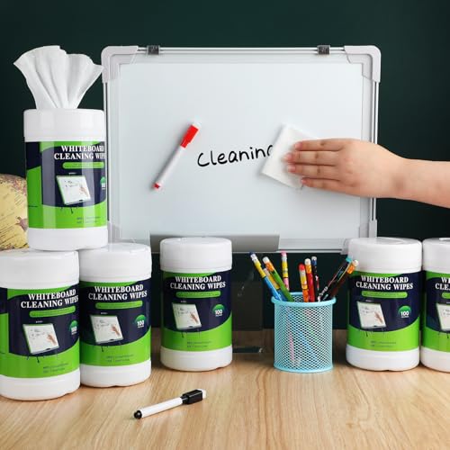 Image of Threlaco 12 Pack Dry Erase Wipes 1200 Pcs Whiteboard Cleaning Wipes Wet Whiteboard Cleaner Teacher Supplies for Cleaning Markers Home Classroom School Office, 100 Per Canister
