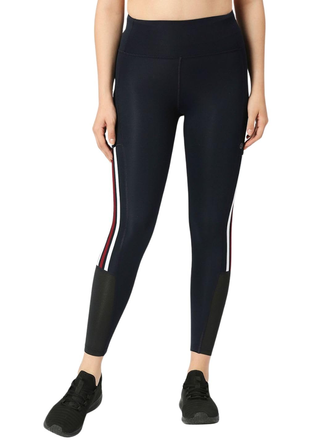 lovable sport Lovable Women's Polyester Spandex Skin fit Ankle Length Mid Waist Tights with one Side Pocket-PLY Off Track-picture-12
