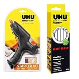 UHU 48365 Heißklebepistole Starter Kit Hot Melt (Starter Kit + 200 g Klebepatronen extra)