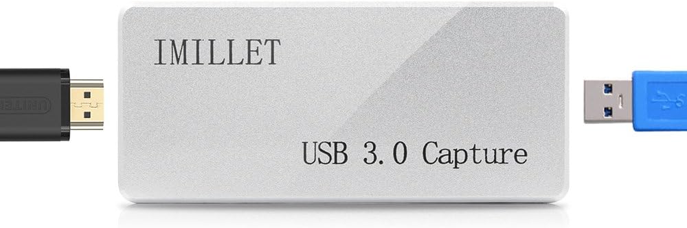 Imillet HDMI Video Capture with USB3.0/2.0 Dongle 1080P 60FPS Drive-Free Capture Card Box for Windows Linux Os X System