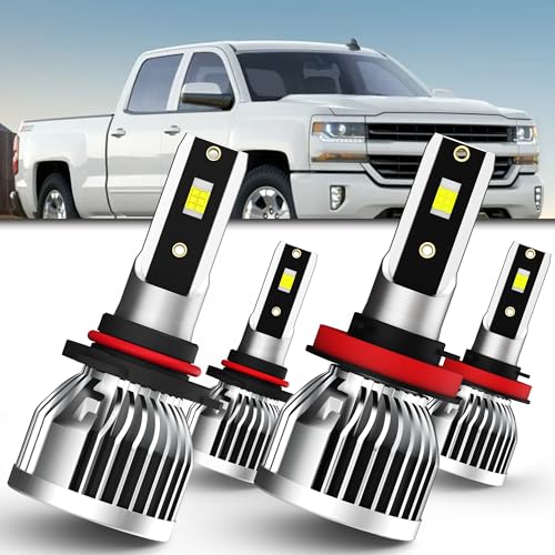 AMXTOBUB Compatible with Silverado 1500 2007-2022; Silverado 2500 3500 2008-2022 Light Bulbs High and Low Beams, 4 pcs